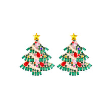 Load image into Gallery viewer, Fashion Brilliant Plated Gold Christmas Tree Stud Earrings with Cubic Zirconia