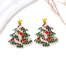 Load image into Gallery viewer, Fashion Brilliant Plated Gold Christmas Tree Stud Earrings with Cubic Zirconia