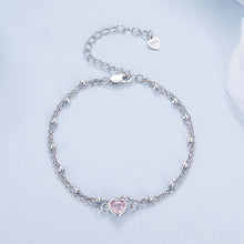 Load image into Gallery viewer, 925 Sterling Silver Fashion Simple Heart Shape Double Layer Bracelet with Cubic Zirconia