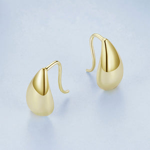 925 Sterling Silver Plated Gold Simple and Fashion Water Drop-shaped Geometric Earrings