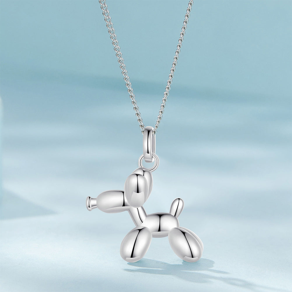 925 Sterling Silver Simple Cute Balloon Dog Pendant with Necklace –  Glamorousky