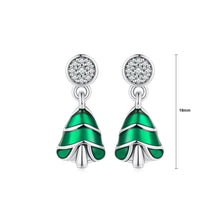 Load image into Gallery viewer, 925 Sterling Silver Simple Cute Enamel Christmas Tree Stud Earrings with Cubic Zirconia
