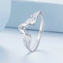 Load image into Gallery viewer, 925 Sterling Silver Fashion Simple Heart Shape Angel Wings Adjustable Ring