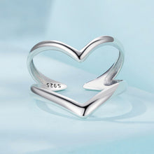 Load image into Gallery viewer, 925 Sterling Silver Simple and Personalized Double-layer Heart-shaped Adjustable Open Ring