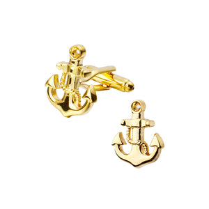 Fashion and Creative Plated Gold Anchor Cufflinks