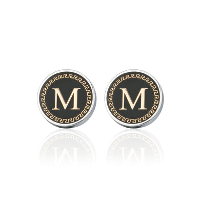 Fashion Personalized Alphabet M Geometric Round Cufflinks