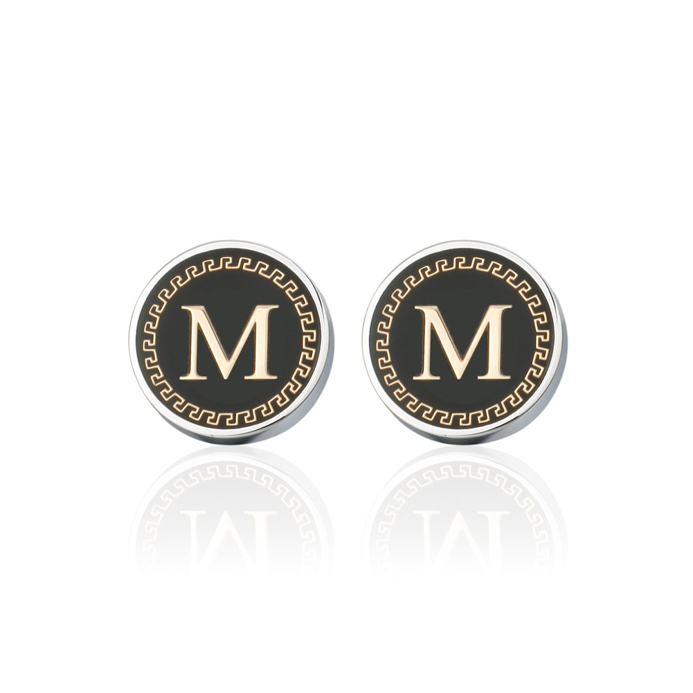 Fashion Personalized Alphabet M Geometric Round Cufflinks