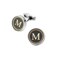 Load image into Gallery viewer, Fashion Personalized Alphabet M Geometric Round Cufflinks
