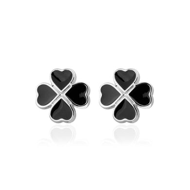 Fashion and Simple Black Four-leafed Clover Cufflinks