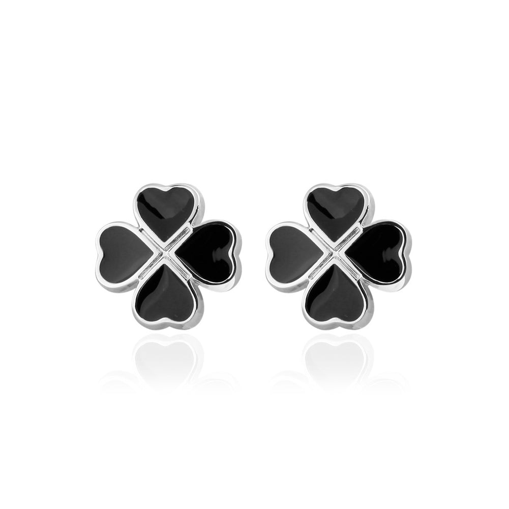 Fashion and Simple Black Four-leafed Clover Cufflinks