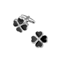 Load image into Gallery viewer, Fashion and Simple Black Four-leafed Clover Cufflinks