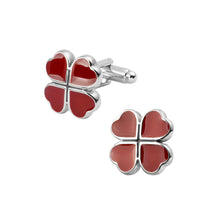 Load image into Gallery viewer, Fashion and Simple Enamel Red Four-leafed Clover Cufflinks