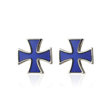 Load image into Gallery viewer, Fashion and Simple Enamel Blue Cross Cufflinks