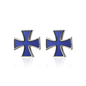 Fashion and Simple Enamel Blue Cross Cufflinks