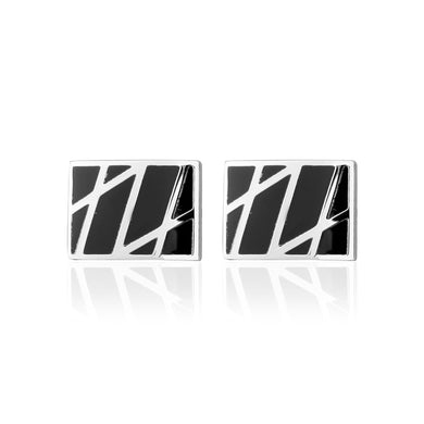 Simple and Fashion Enamel Black Twill Geometric Square Cufflinks