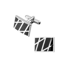 Load image into Gallery viewer, Simple and Fashion Enamel Black Twill Geometric Square Cufflinks
