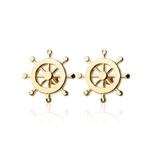 Load image into Gallery viewer, Fashion and Simple Plated Gold Rudder Cufflinks