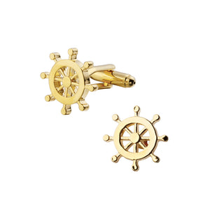 Fashion and Simple Plated Gold Rudder Cufflinks