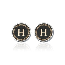 Load image into Gallery viewer, Fashion and Simple Golden Alphabet H Geometric Round Cufflinks