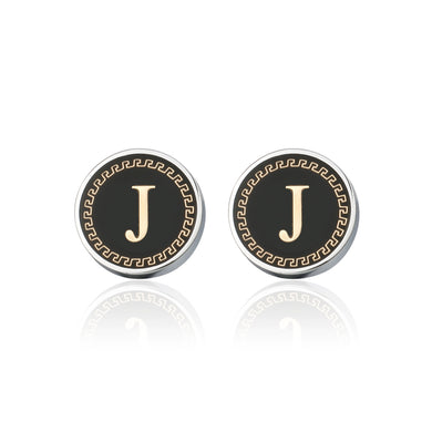 Fashion and Simple Golden Alphabet J Geometric Round Cufflinks