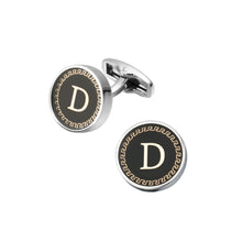 Load image into Gallery viewer, Fashion and Simple Golden Alphabet D Geometric Round Cufflinks