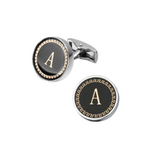 Load image into Gallery viewer, Fashion and Simple Golden Alphabet A Geometric Round Cufflinks