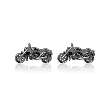 Simple and Personalized Plated Black Motorcycle Cufflinks
