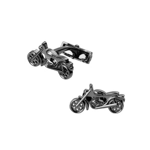 Simple and Personalized Plated Black Motorcycle Cufflinks