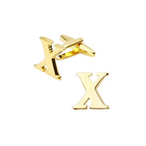Simple and Fashion Plated Gold English Alphabet X Cufflinks
