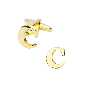 Simple and Fashion Plated Gold English Alphabet C Cufflinks