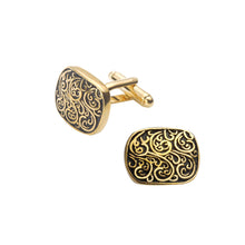 Load image into Gallery viewer, Simple Vintage Plated Gold Pattern Geometric Square Cufflinks