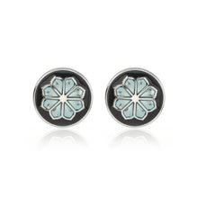 Load image into Gallery viewer, Fashion and Simple Blue Snowflake Geometric Round Cufflinks