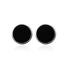 Load image into Gallery viewer, Simple and Fashion Enamel Black Geometric Round Cufflinks