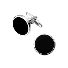 Load image into Gallery viewer, Simple and Fashion Enamel Black Geometric Round Cufflinks