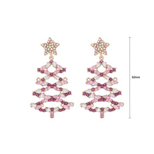 Load image into Gallery viewer, Fashion and Creative Plated Gold Hollow Christmas Tree Stud Earrings with Purple Cubic Zirconia