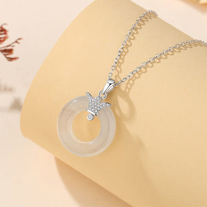 925 Sterling Silver Fashion Simple Crown Peace Buckle Pendant with Cubic Zirconia and Necklace
