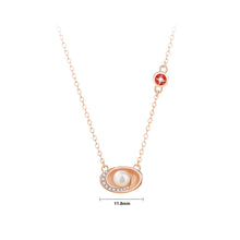 Load image into Gallery viewer, 925 Sterling Silver Plated Rose Gold Fashion Vintage Ingot Imitation Pearl Pendant with Cubic Zirconia and Necklace