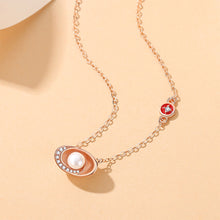 Load image into Gallery viewer, 925 Sterling Silver Plated Rose Gold Fashion Vintage Ingot Imitation Pearl Pendant with Cubic Zirconia and Necklace