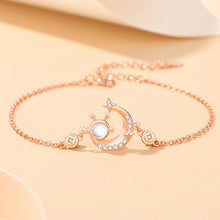 Load image into Gallery viewer, 925 Sterling Silver Plated Rose Gold Fashion Creative Moon Dragon Moonstone Bracelet with Cubic Zirconia