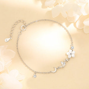 925 Sterling Silver Fashion Simple Flower Butterfly Bracelet with Cubic Zirconia