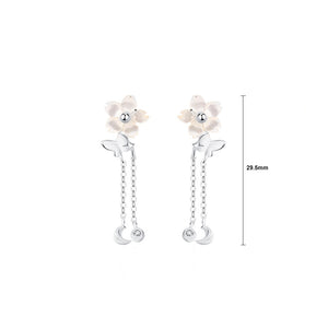 925 Sterling Silver Fashion Simple Flower Butterfly Tassel Earrings with Cubic Zirconia