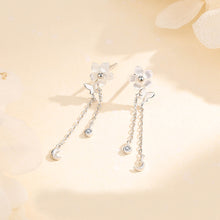 Load image into Gallery viewer, 925 Sterling Silver Fashion Simple Flower Butterfly Tassel Earrings with Cubic Zirconia