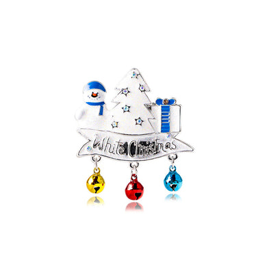 Fashion and Creative Christmas Tree Snowman Gift Bell Brooch