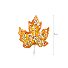 Load image into Gallery viewer, Fashion and Elegant Hollow Maple Leaf Brooch with Yellow Cubic Zirconia