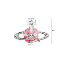 Load image into Gallery viewer, Fashion and Creative Enamel Pink Planet Brooch with Cubic Zirconia