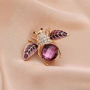 Simple Cute Plated Gold Bee Brooch with Cubic Zirconia