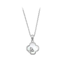 Load image into Gallery viewer, 925 Sterling Silver Fashion Temperament  Ginkgo Four-leafed Clover White Mother-of-pearl Pendant with Necklace