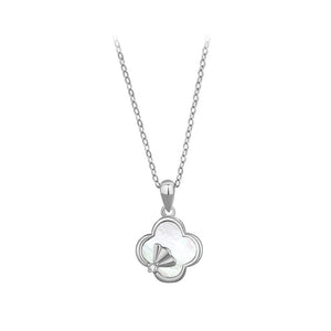 925 Sterling Silver Fashion Temperament  Ginkgo Four-leafed Clover White Mother-of-pearl Pendant with Necklace