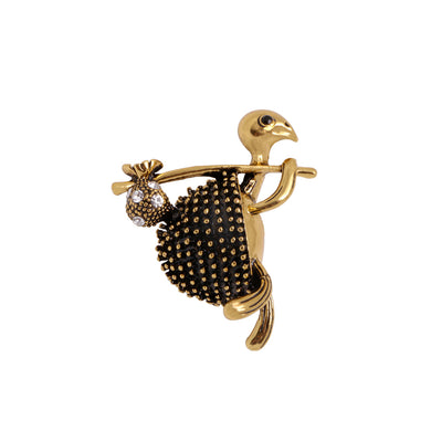 Simple Cute Plated Gold Turtle Brooch with Cubic Zirconia