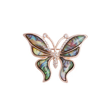 Load image into Gallery viewer, Fashion and Elegant Plated Gold Butterfly Colorful Shell Brooch with Cubic Zirconia